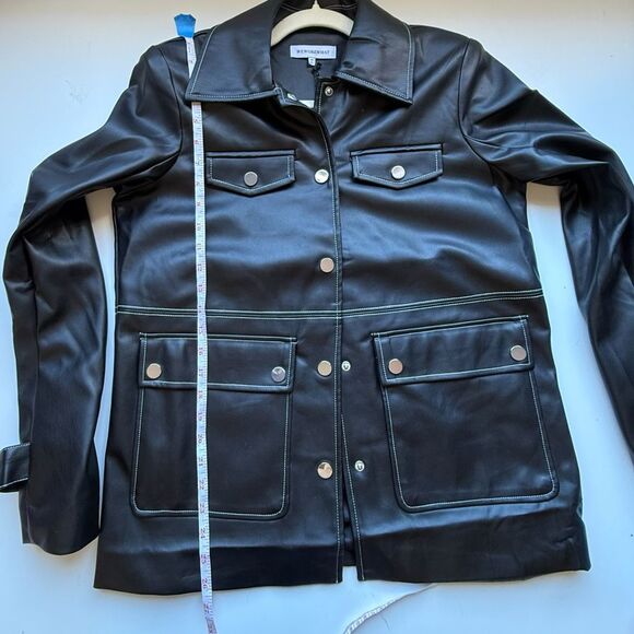 NWT WeWoreWhat Vegan Leather Western Jacket. In black with white stitching.  Siz - Picture 15 of 15